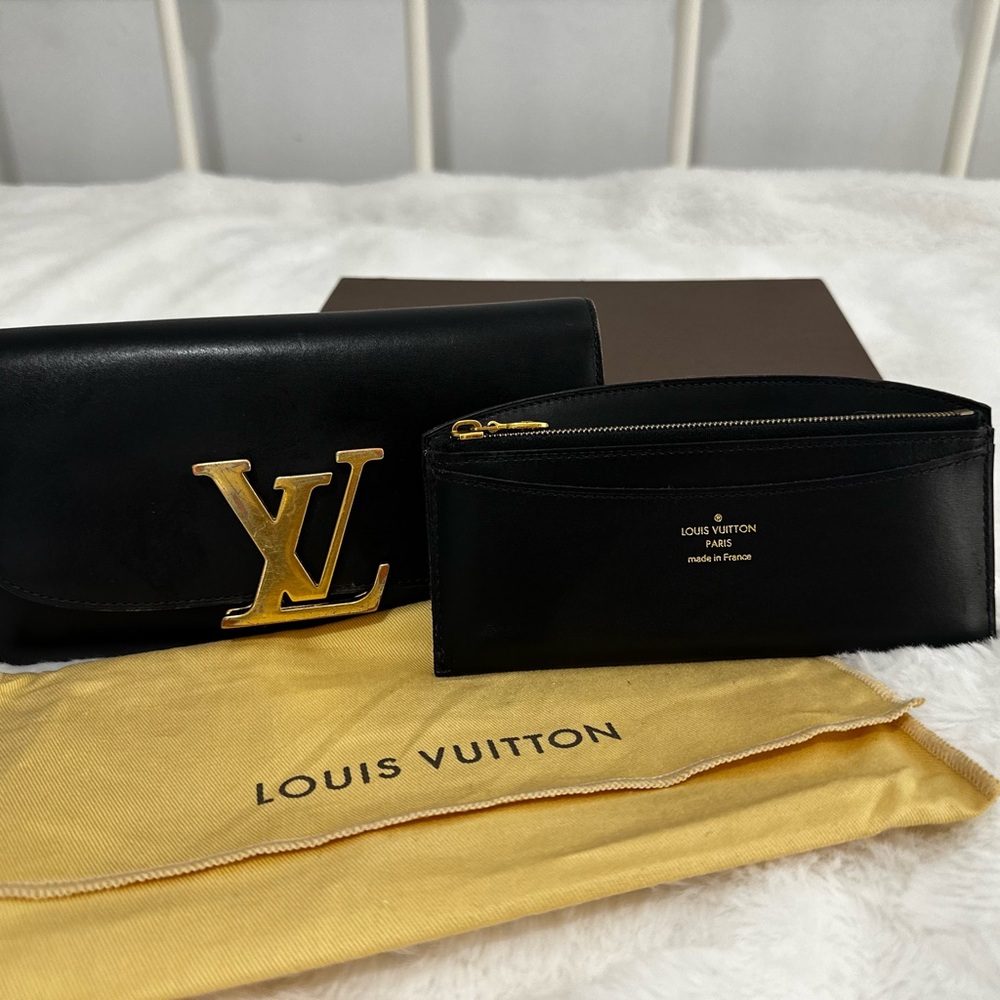 Louis Vuitton Black and Gold Portefeuille Wallet Duo